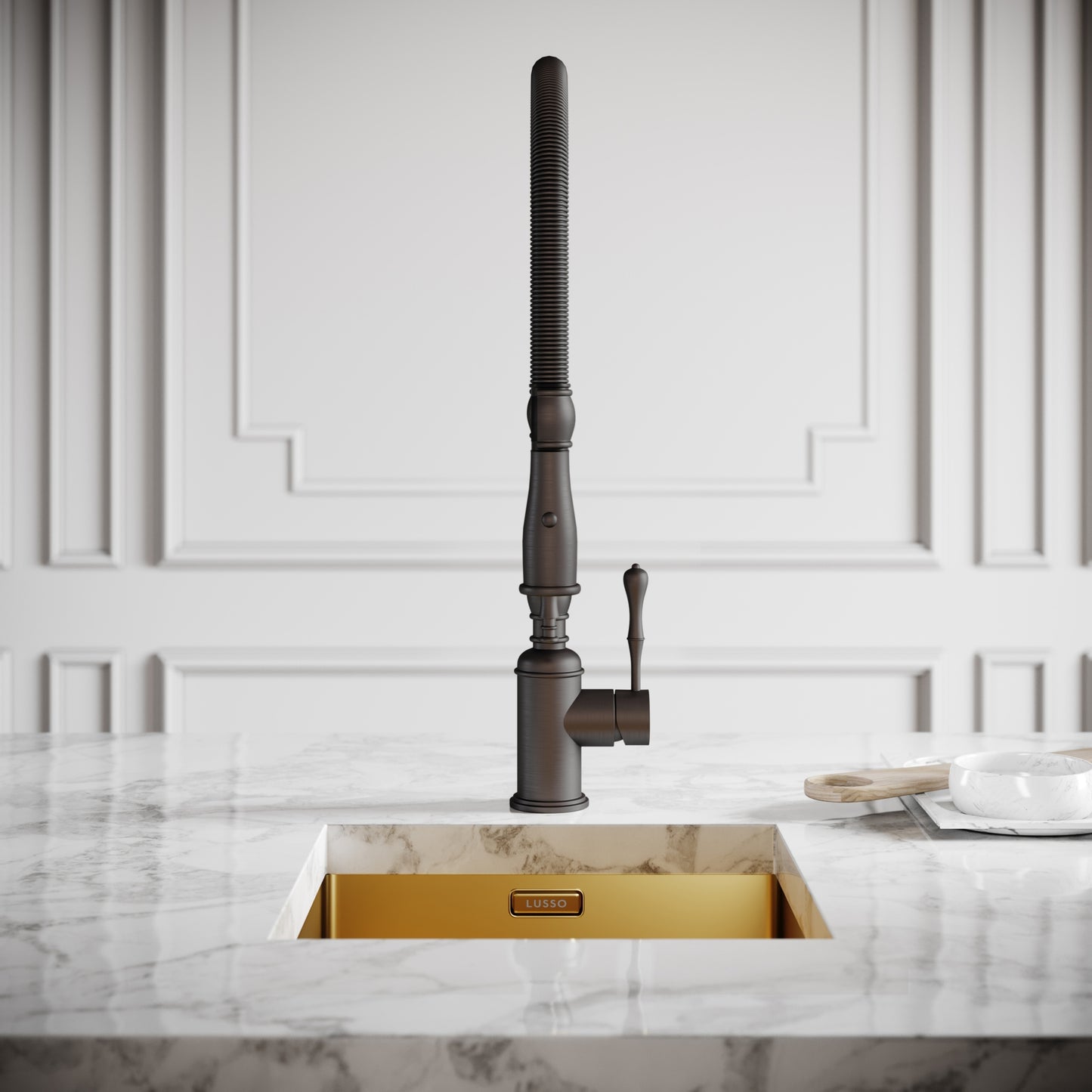 Deco Claridge Deep Bronze Traditional Pull Out Kitchen Mixer Tap