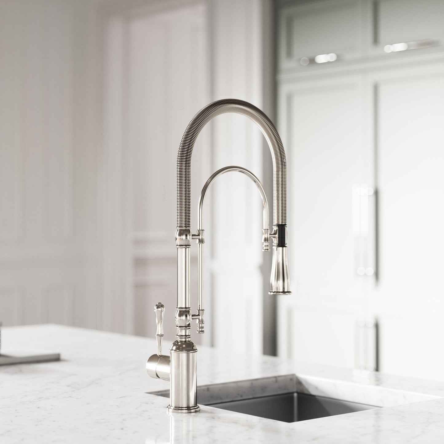 Deco Claridge Polished Nickel Traditional Pull Out Kitchen Mixer Tap