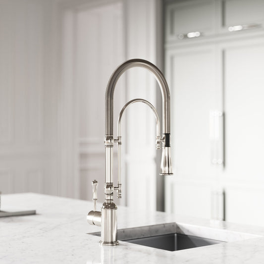 Deco Claridge Polished Nickel Traditional Pull Out Kitchen Mixer Tap