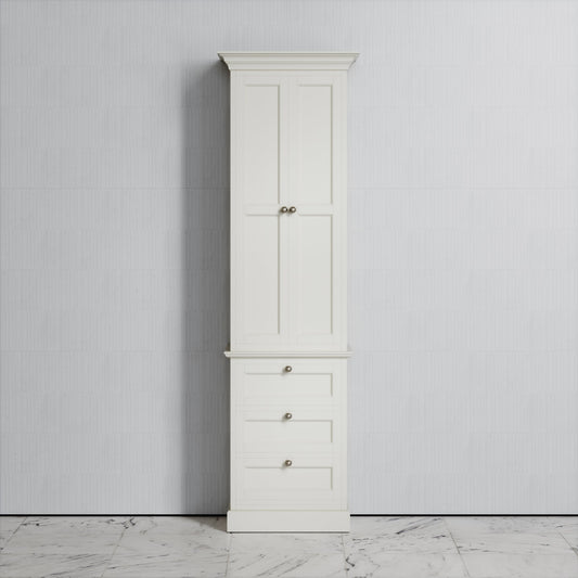 Deco Harland Velvet Matte Cream Floorstanding Storage Cabinet