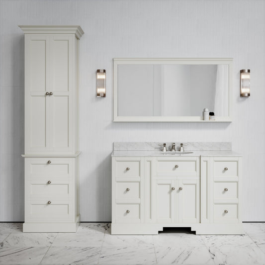 Deco Harland Velvet Matte Cream Floorstanding Storage Cabinet