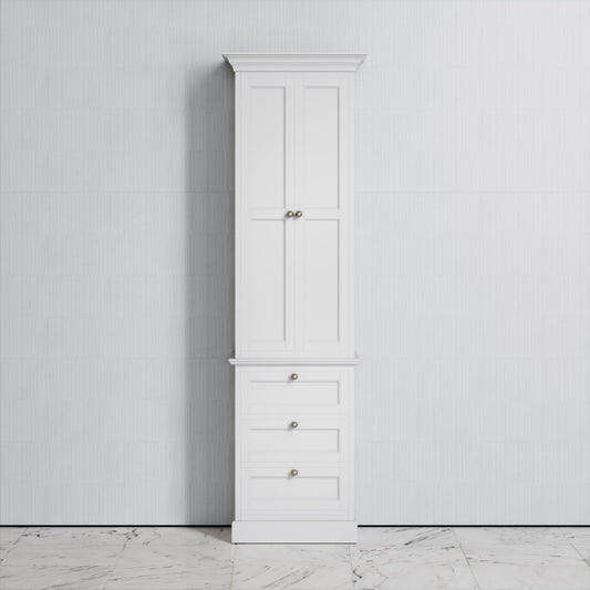 Deco Harland Velvet Matte White Floorstanding Storage Cabinet