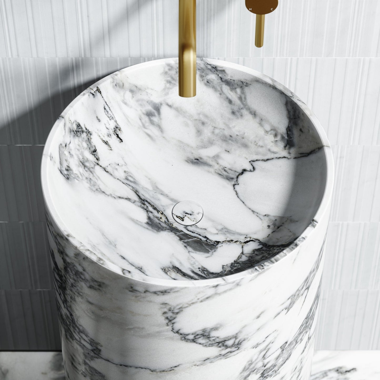 Designo Arabescato Marble Pedestal Basin 400mm