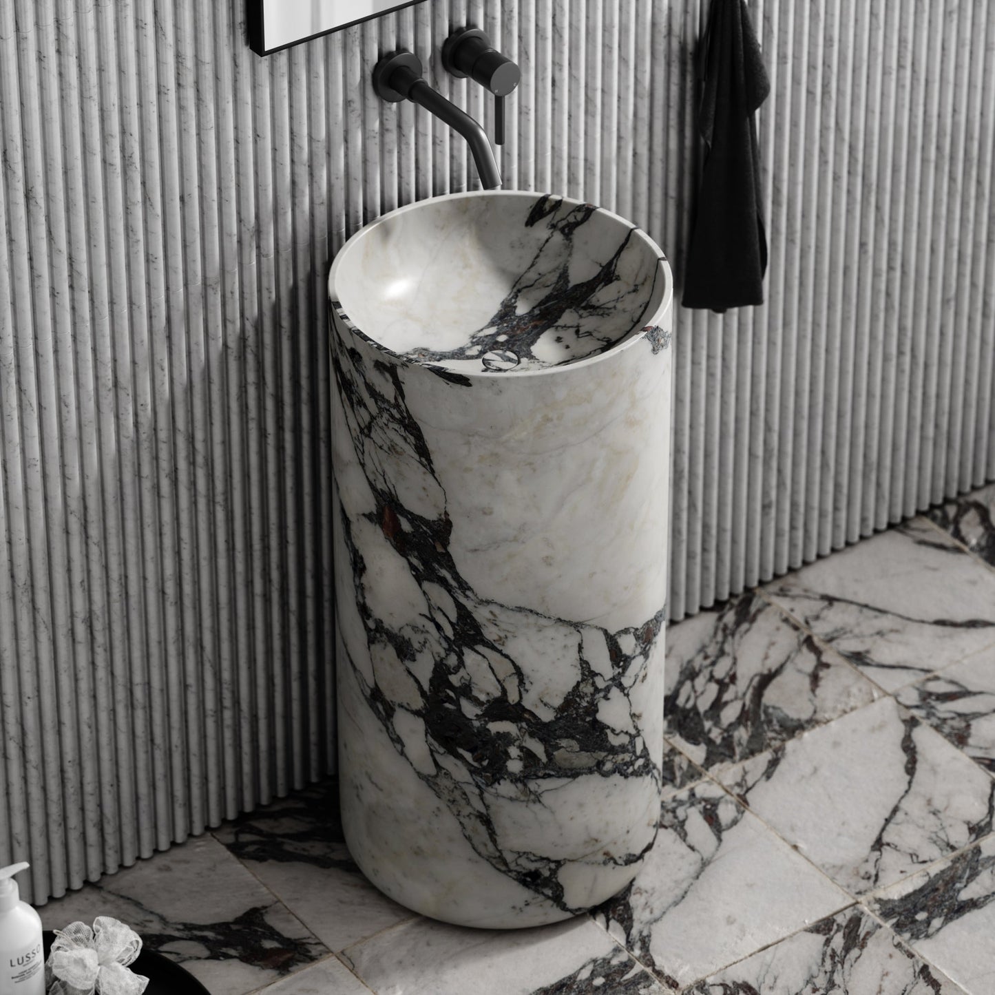 Designo Calacatta Viola Marble Pedestal Basin 400mm