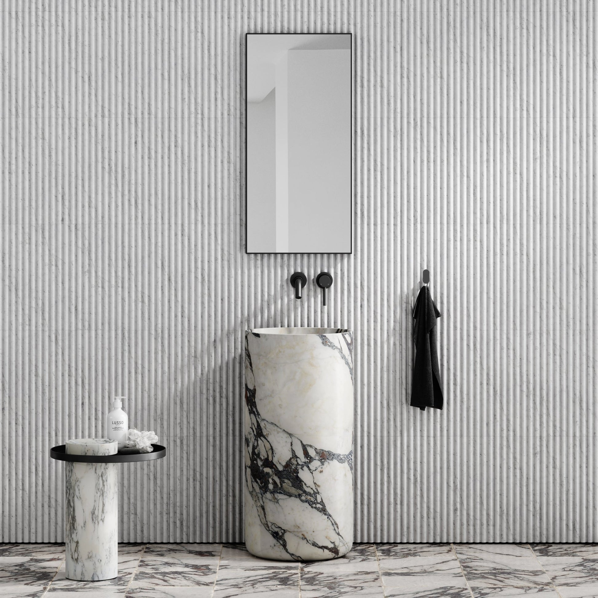 Designo Calacatta Viola Marble Pedestal Basin 400mm