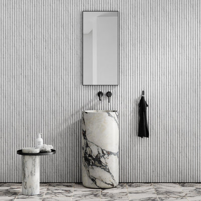 Designo Calacatta Viola Marble Pedestal Basin 400mm