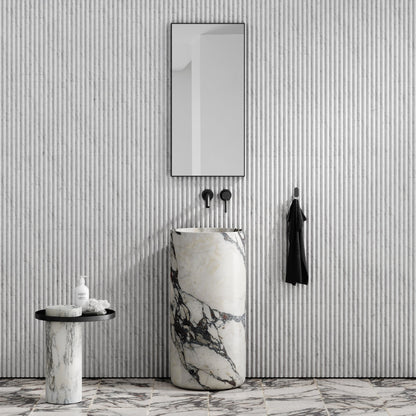 Designo Calacatta Viola Marble Pedestal Basin 400mm