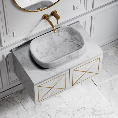 Designo Carrara Marble Countertop Basin 550mm