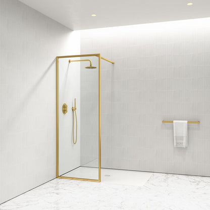 Designo Complete Walk In Shower Enclosure Brushed Gold - KIT A (ALL SIZES)