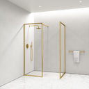 Designo Complete Walk In Shower Enclosure Brushed Gold - KIT B (ALL SIZES)