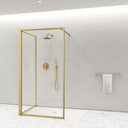 Designo Complete Walk In Shower Enclosure Brushed Gold - KIT C (ALL SIZES)