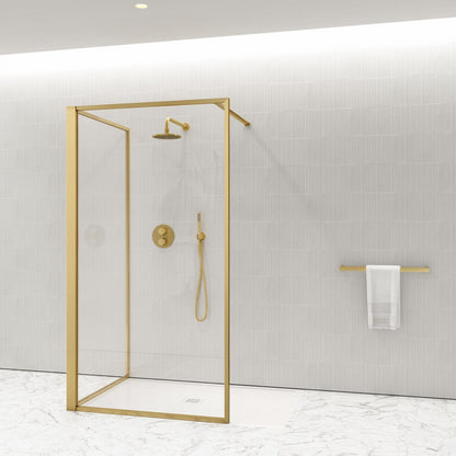 Designo Complete Walk In Shower Enclosure Brushed Gold - KIT C (ALL SIZES)