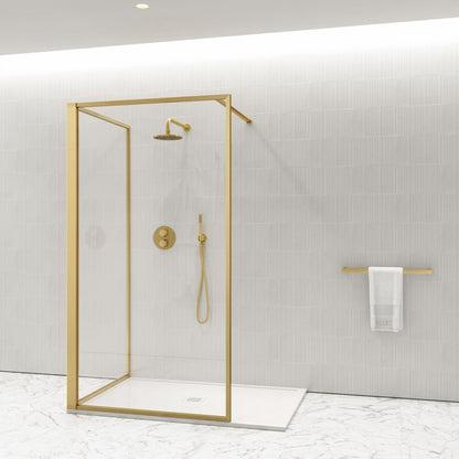 Designo Complete Walk In Shower Enclosure Brushed Gold - KIT C (ALL SIZES)