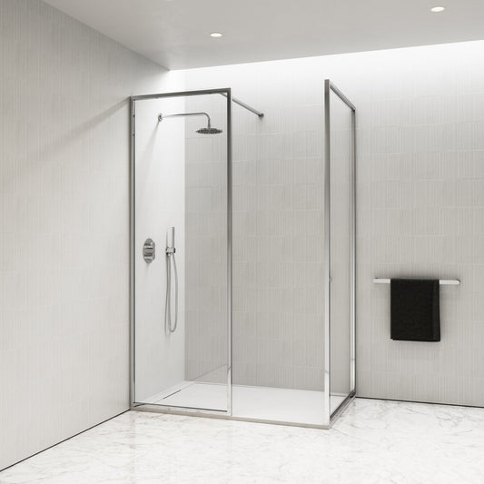 Designo Complete Walk In Shower Enclosure Chrome - KIT B (ALL SIZES)
