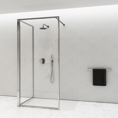 Designo Complete Walk In Shower Enclosure Chrome - KIT C (ALL SIZES)
