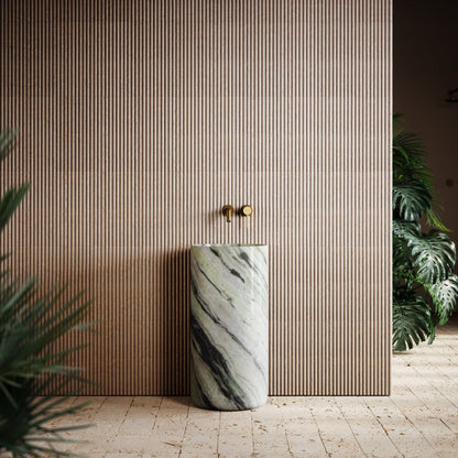 Designo Jade Green Marble Pedestal Basin 400mm
