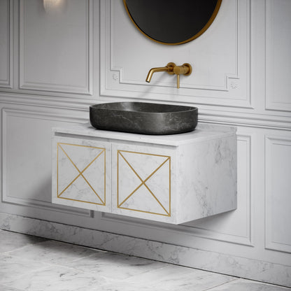Designo Pietra Grey Marble Countertop Basin 550mm