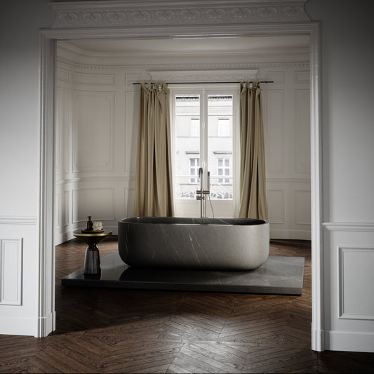 Designo Pietra Grey Marble Freestanding Stone Bath 1780mm