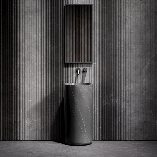 Designo Pietra Grey Marble Pedestal Basin 400mm