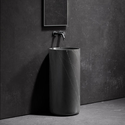 Designo Pietra Grey Marble Pedestal Basin 400mm