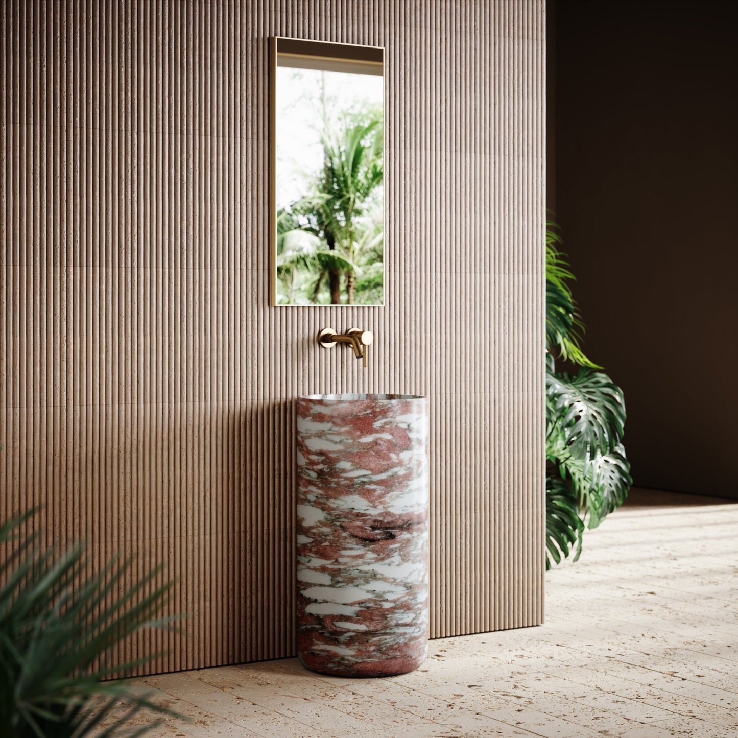 Designo Rosa Norwegian Marble Pedestal Basin 400mm