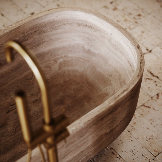 Designo Travertine Freestanding Bath 1700mm