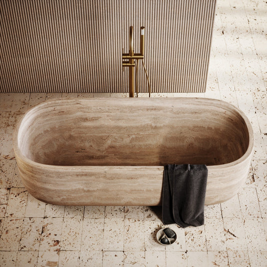 Designo Travertine Freestanding Bath 1700mm