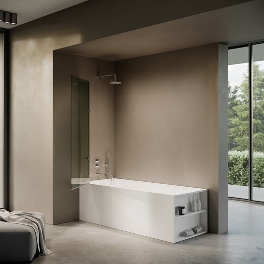 Doccia Chrome Frameless Folding Bath Shower Screen 900mm