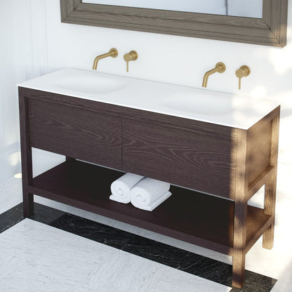 Dorchester Grey Oak Double Vanity Unit with Stone Basin 1500mm