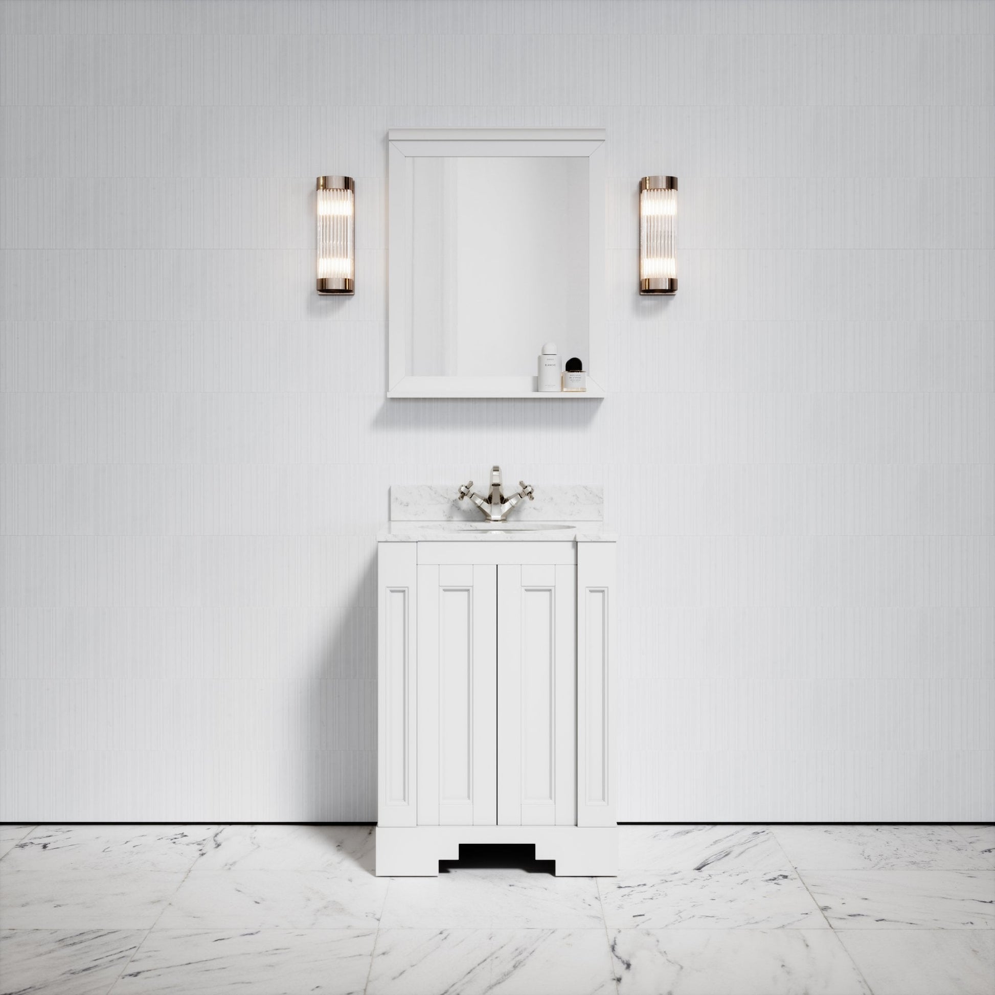 Eaton Carrara Marble Floorstanding Vanity Unit (Primed White) 600mm