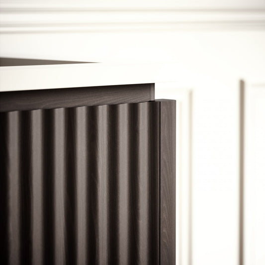 Eclat Grey Oak Wood Grain Vanity Unit 1200mm