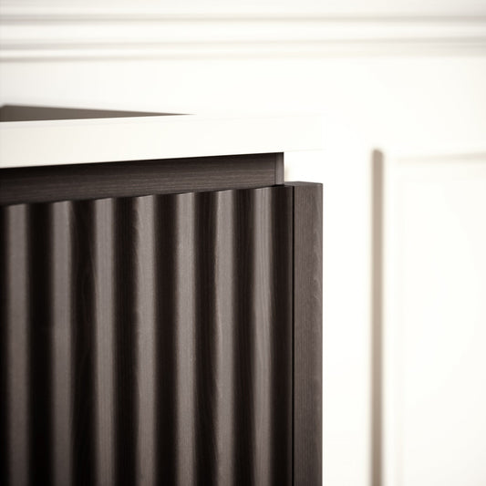 Eclat Grey Oak Wood Grain Vanity Unit 600mm