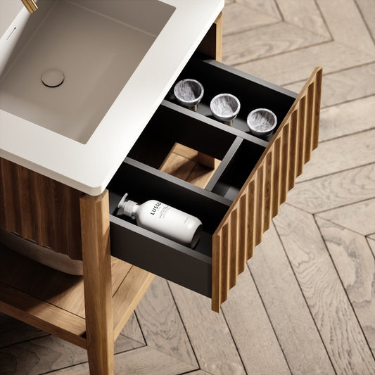 Eclat Oak Wood Grain Vanity Unit 600mm