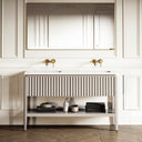 Eclat Velvet Beige Wood Grain Vanity Unit 1400mm