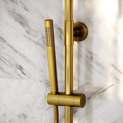 Elegance Brushed Gold Exposed Thermostatic 3 Way Shower