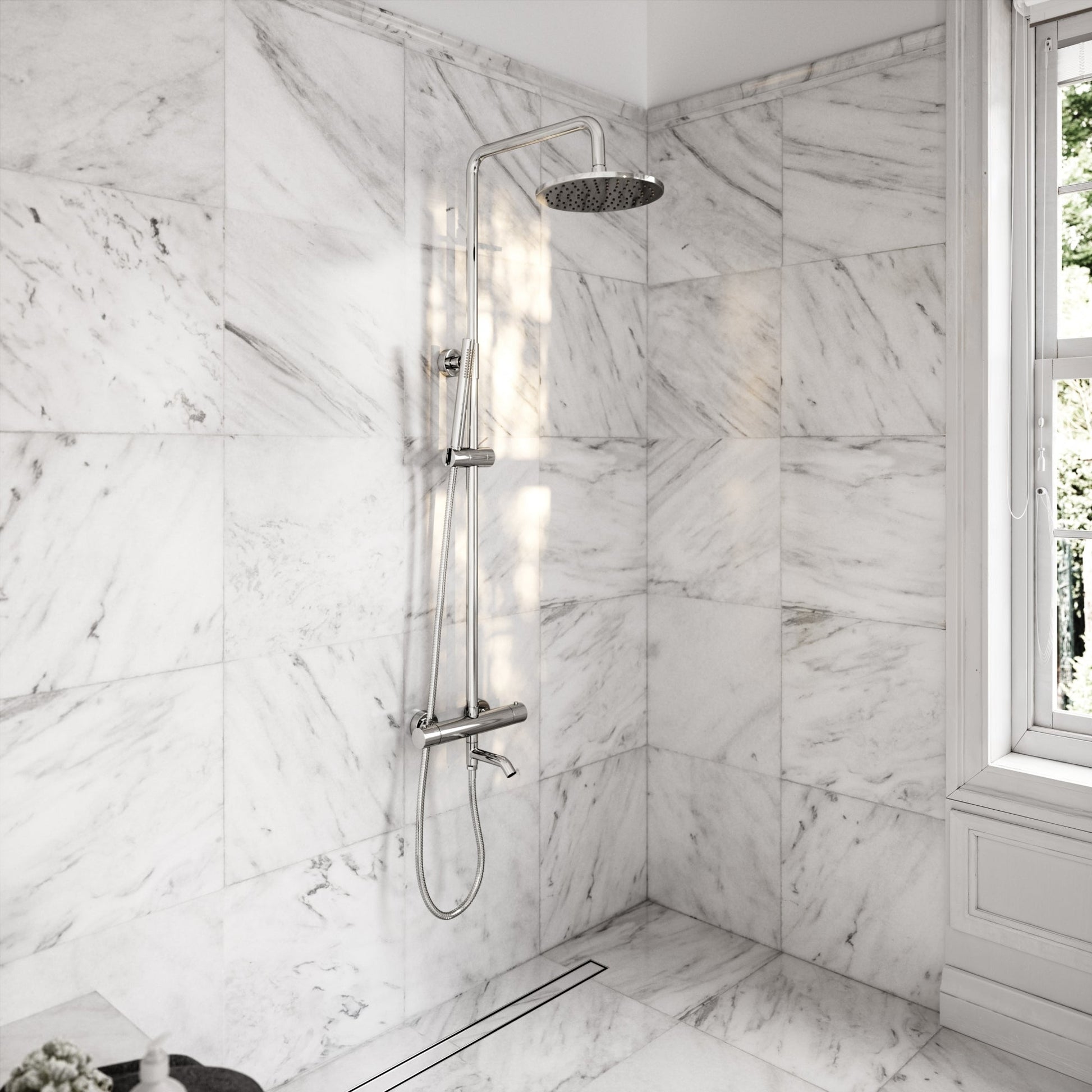 Elegance Chrome Exposed Thermostatic 3 Way Shower