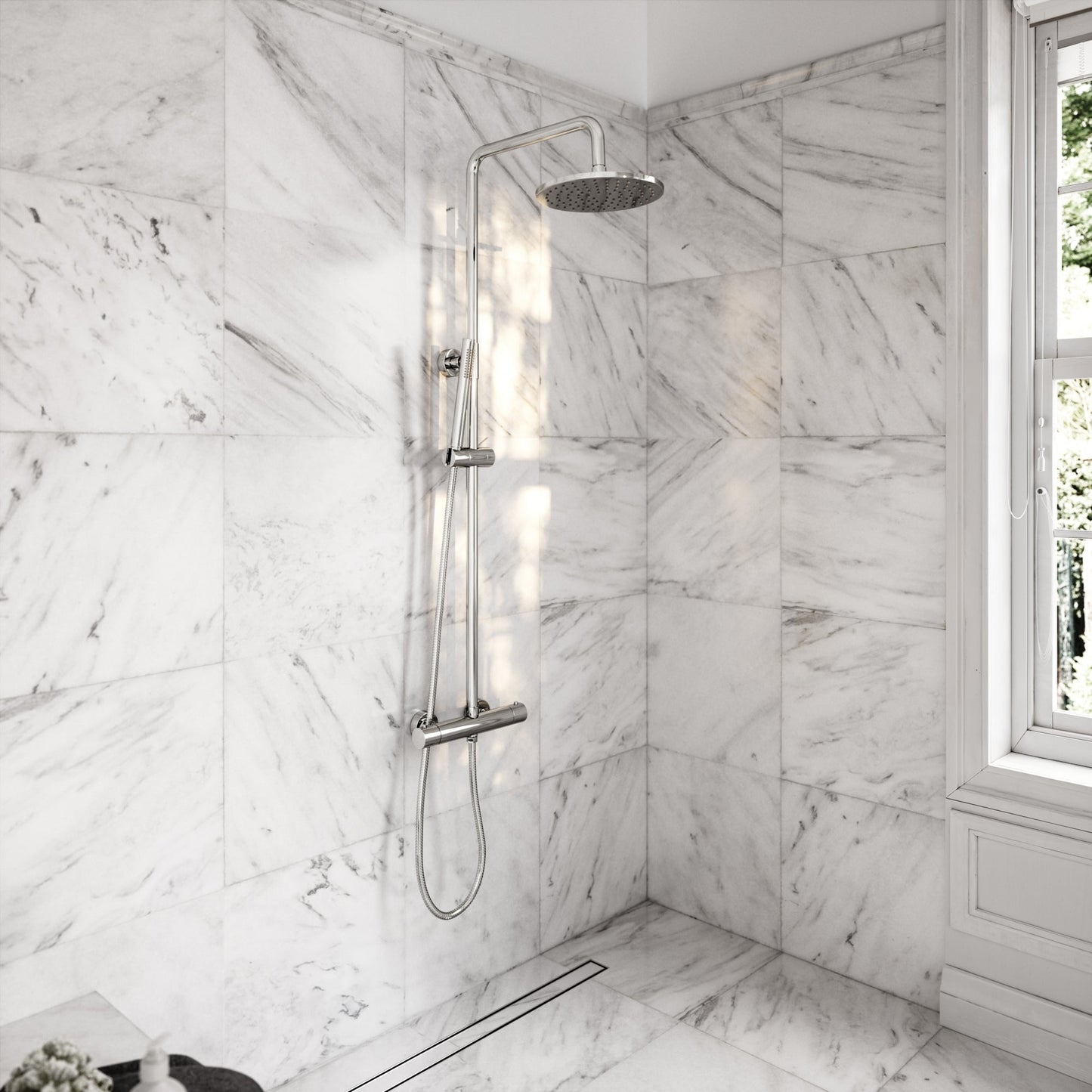 Elegance Chrome Exposed Thermostatic Bar Shower with Riser