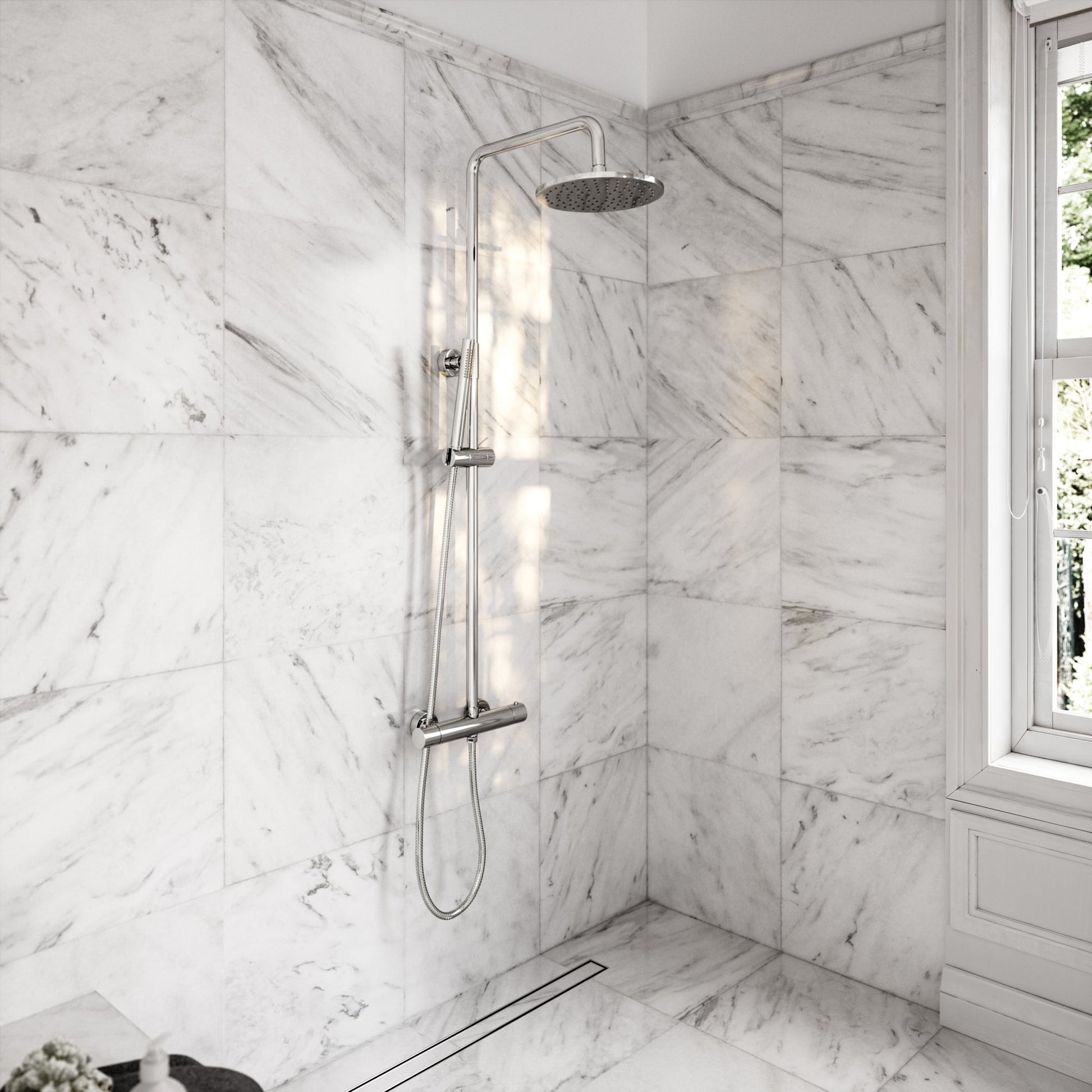 Elegance Chrome Exposed Thermostatic Bar Shower with Riser