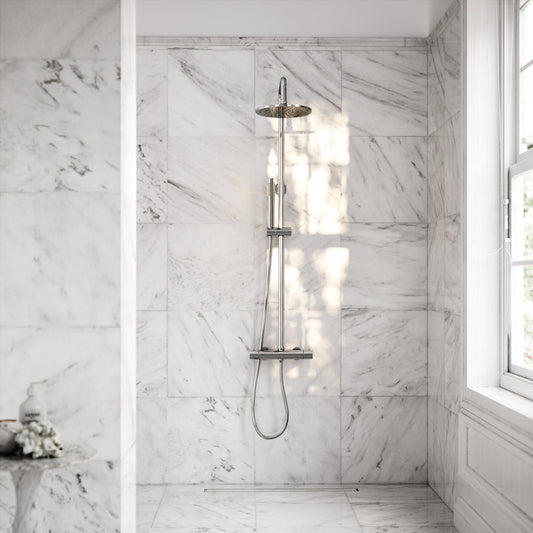 Elegance Chrome Exposed Thermostatic Bar Shower with Riser