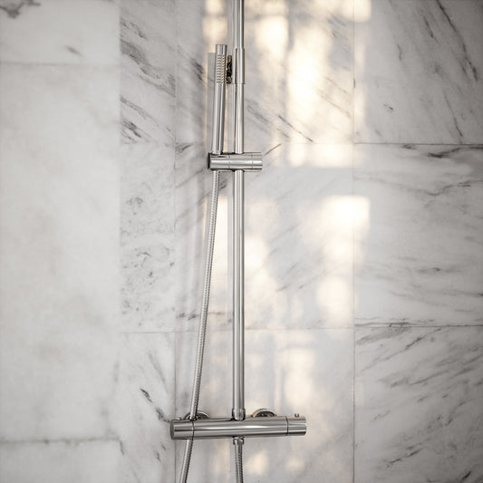 Elegance Chrome Exposed Thermostatic Bar Shower with Riser