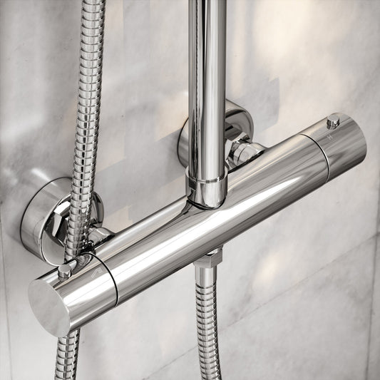 Elegance Chrome Exposed Thermostatic Bar Shower with Riser