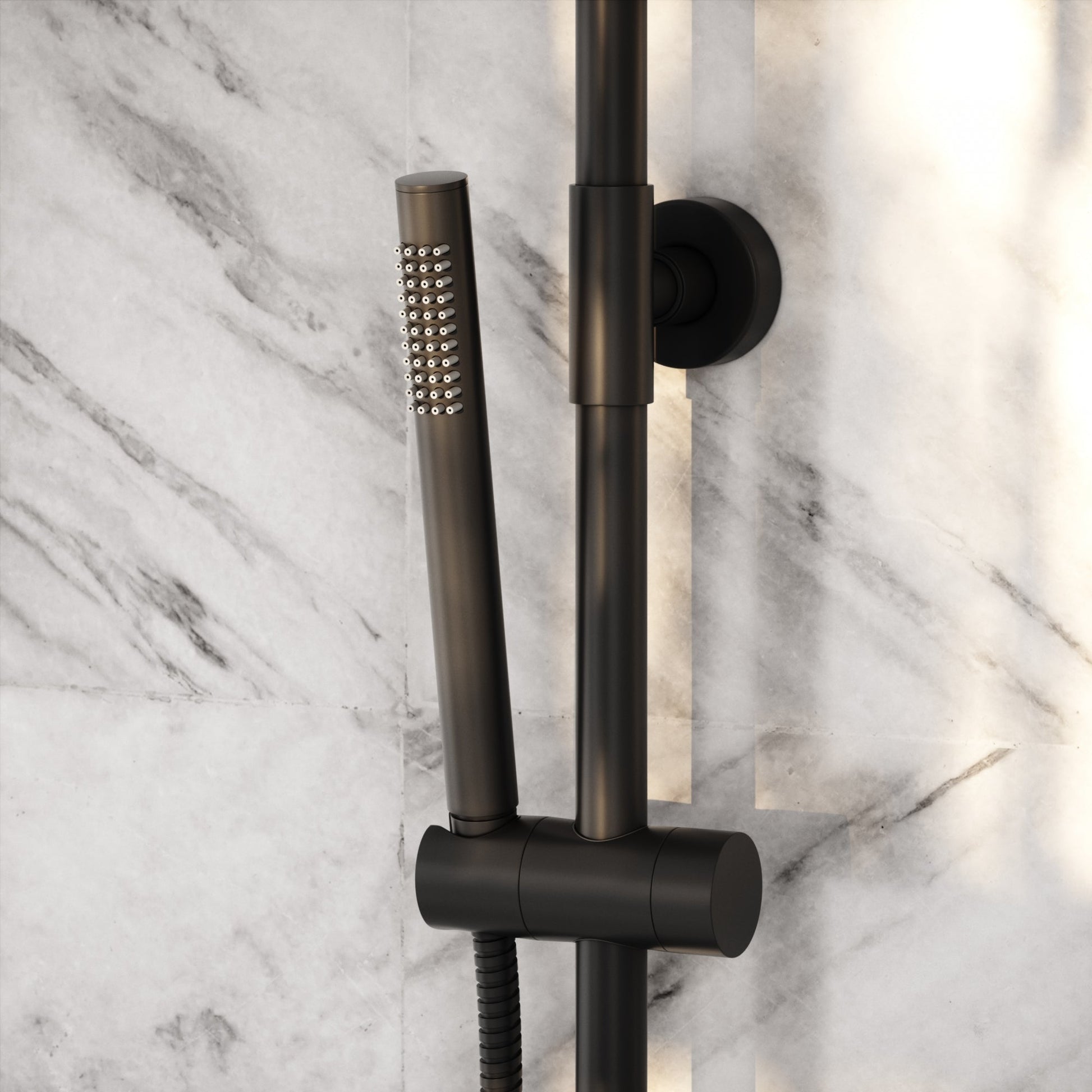 Elegance Matte Black Exposed Thermostatic 3 Way Shower