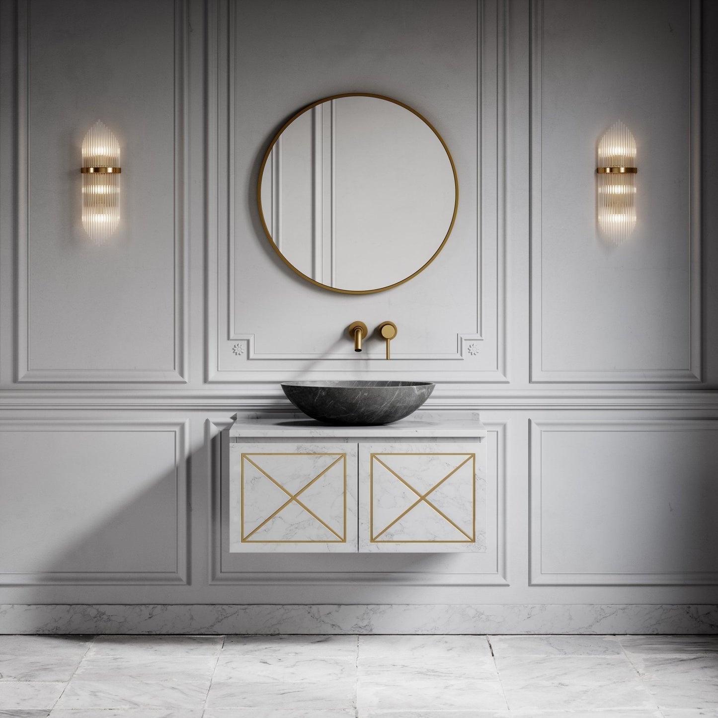 Elegance Pietra Grey Marble Countertop Basin 500mm