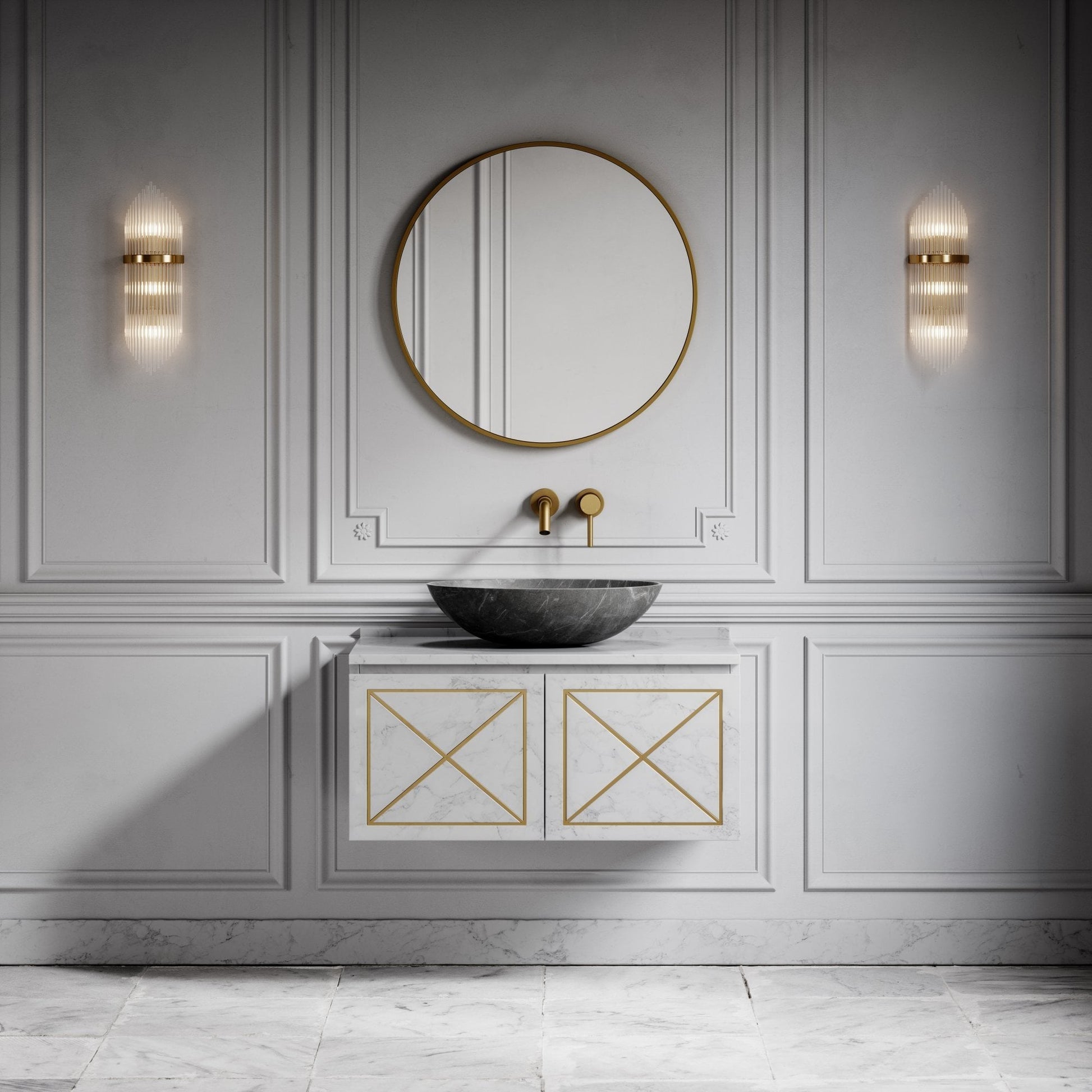 Elegance Pietra Grey Marble Countertop Basin 500mm