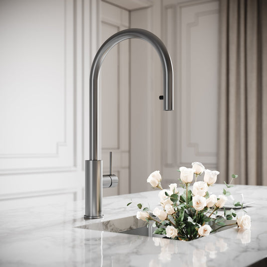 Elegance Pull Out Kitchen Mixer Tap Brushed Stainless