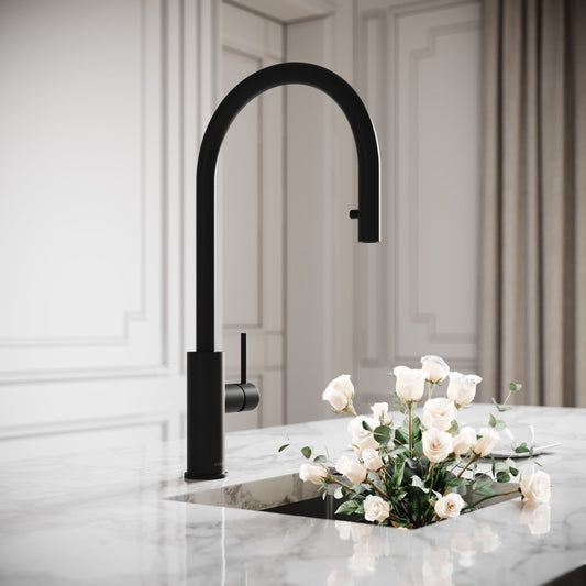 Elegance Pull Out Kitchen Mixer Tap Matte Black