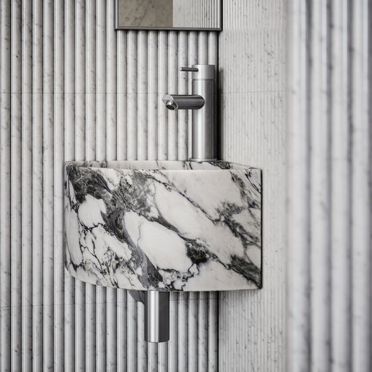 Elegant Arabescato Marble Micro Corner Basin 300mm