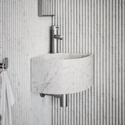 Elegant Carrara Marble Micro Corner Basin 300mm