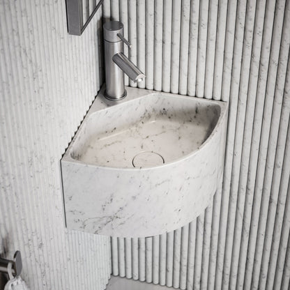 Elegant Carrara Marble Micro Corner Basin 300mm