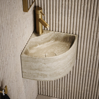 Elegant Travertine Stone Micro Corner Basin 300mm